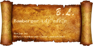 Bamberger Lázár névjegykártya